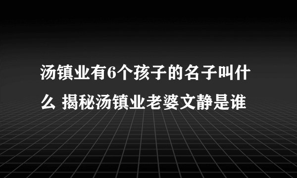 汤镇业有6个孩子的名子叫什么 揭秘汤镇业老婆文静是谁