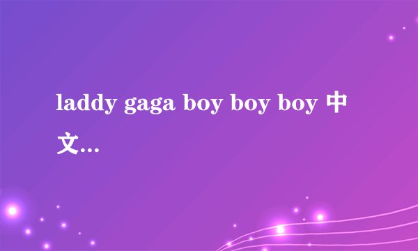 laddy gaga boy boy boy 中文歌词拜托各位大神