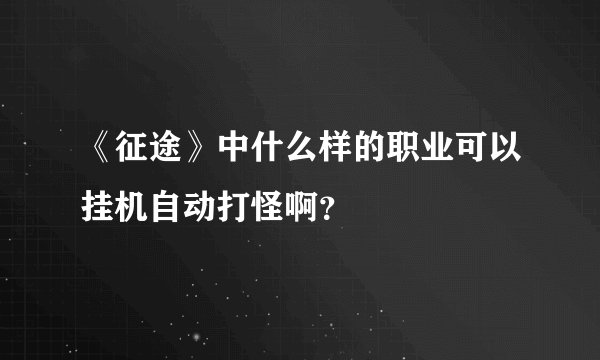《征途》中什么样的职业可以挂机自动打怪啊？