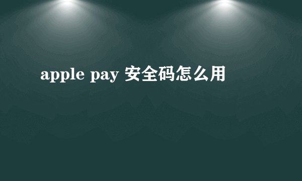 apple pay 安全码怎么用