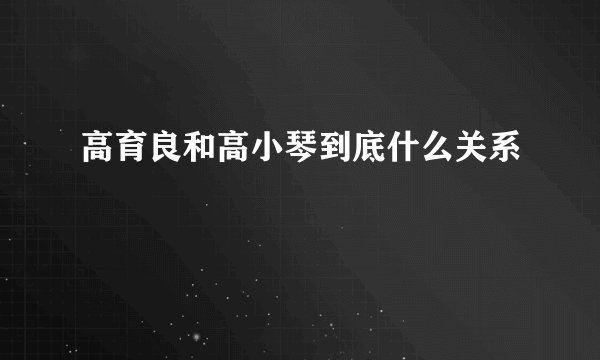 高育良和高小琴到底什么关系