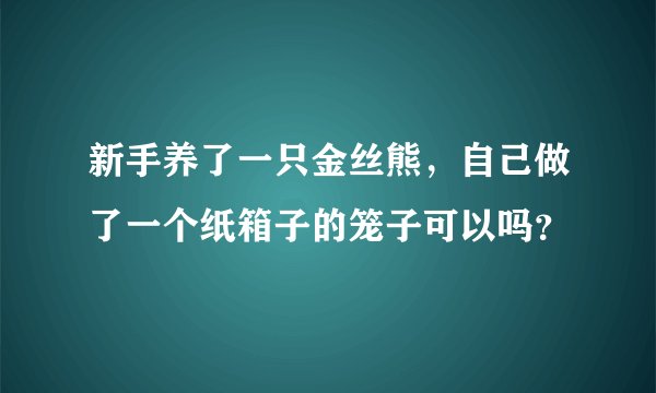新手养了一只金丝熊，自己做了一个纸箱子的笼子可以吗？