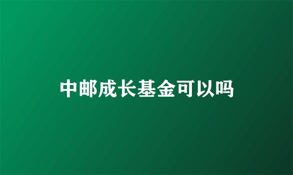 中邮成长基金可以吗