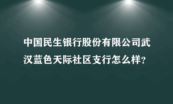 中国民生银行股份有限公司武汉蓝色天际社区支行怎么样？