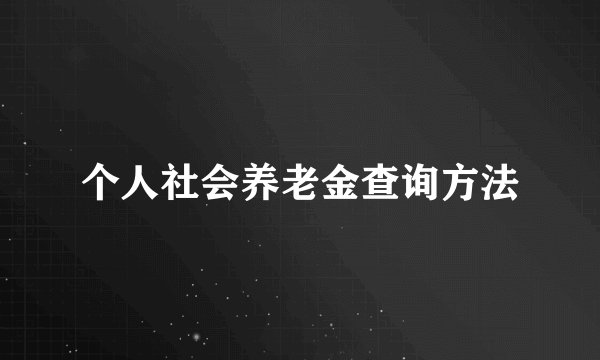 个人社会养老金查询方法