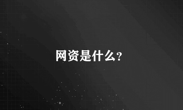 网资是什么？