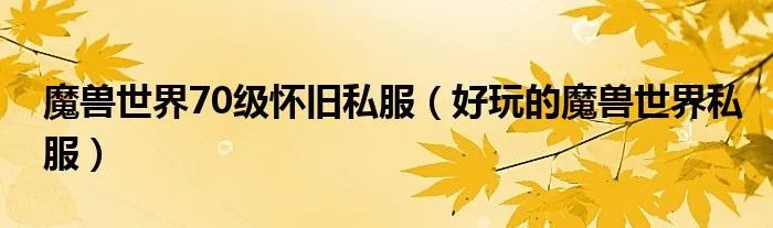 魔兽世界70级怀旧私服（好玩的魔兽世界私服）