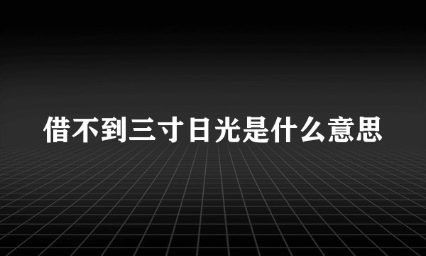 借不到三寸日光是什么意思