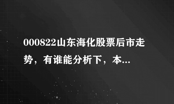 000822山东海化股票后市走势，有谁能分析下，本人给套了，应该不会ST吧