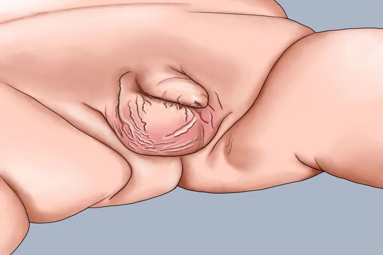 新生儿男孩睾丸一大一小图片