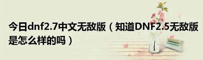 今日dnf2.7中文无敌版（知道DNF2.5无敌版是怎么样的吗）