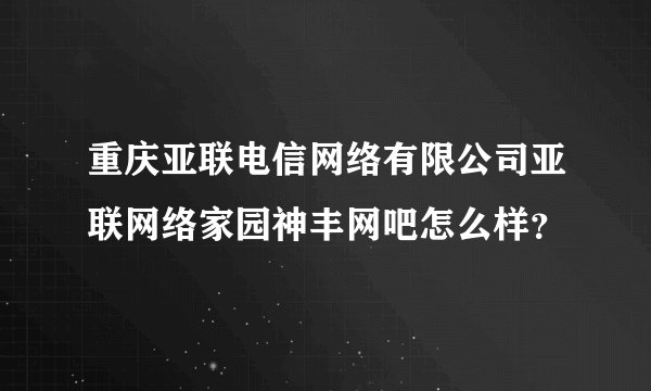 重庆亚联电信网络有限公司亚联网络家园神丰网吧怎么样？