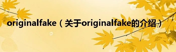 originalfake（关于originalfake的介绍）