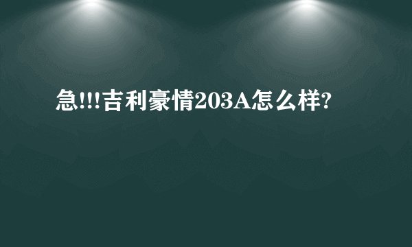 急!!!吉利豪情203A怎么样?