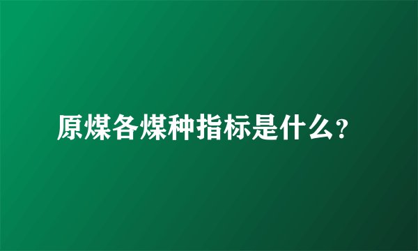 原煤各煤种指标是什么？
