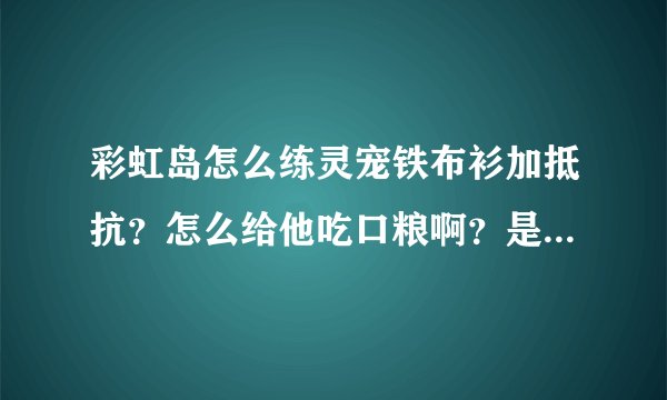 彩虹岛怎么练灵宠铁布衫加抵抗？怎么给他吃口粮啊？是放在食品那个还是升级那个？