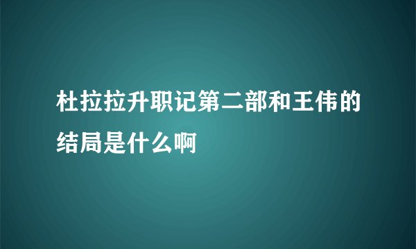 杜拉拉升职记第二部和王伟的结局是什么啊