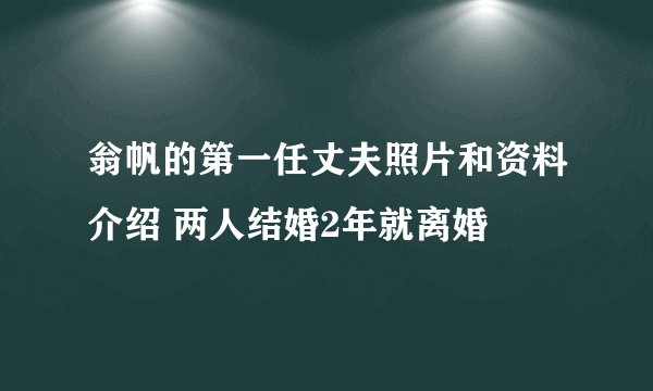 翁帆的第一任丈夫照片和资料介绍 两人结婚2年就离婚