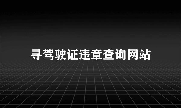 寻驾驶证违章查询网站