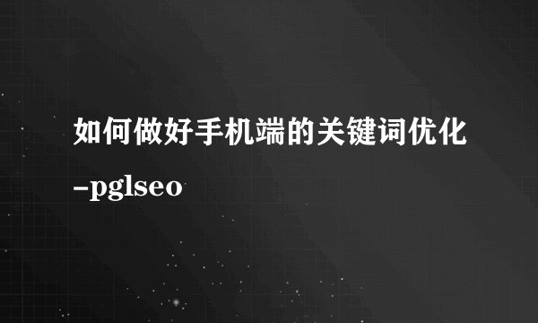 如何做好手机端的关键词优化-pglseo