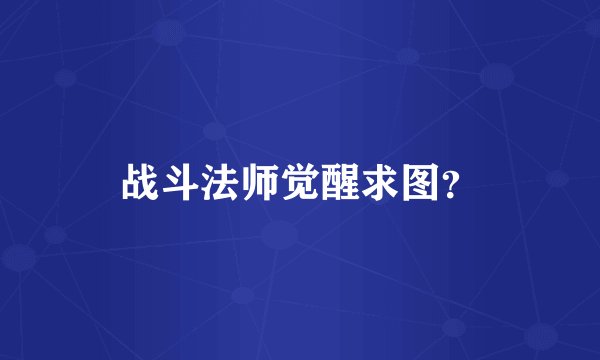 战斗法师觉醒求图？