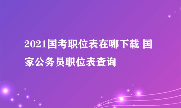 2021国考职位表在哪下载 国家公务员职位表查询