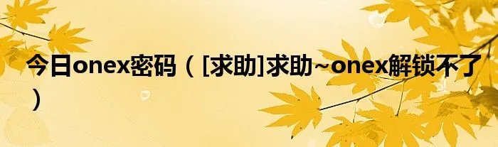 今日onex密码（[求助]求助~onex解锁不了）