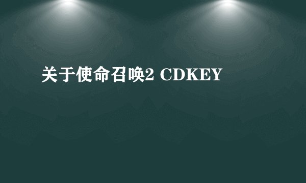 关于使命召唤2 CDKEY