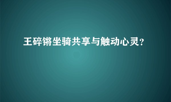 王碎锵坐骑共享与触动心灵？