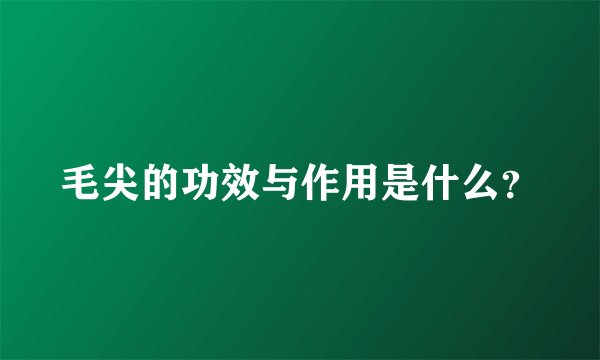 毛尖的功效与作用是什么？