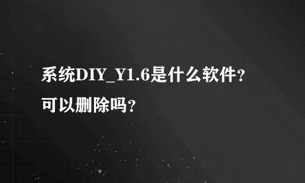 系统DIY_Y1.6是什么软件?可以删除吗?