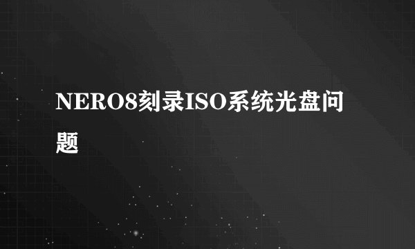 NERO8刻录ISO系统光盘问题