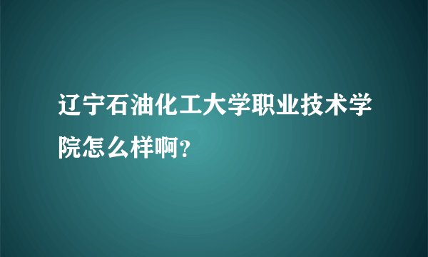 辽宁石油化工大学职业技术学院怎么样啊？