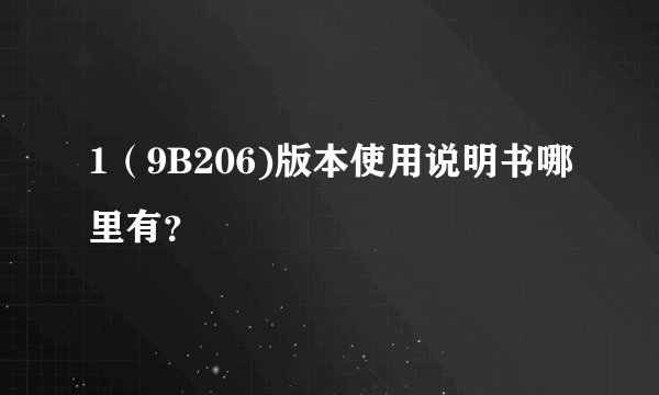 1（9B206)版本使用说明书哪里有？