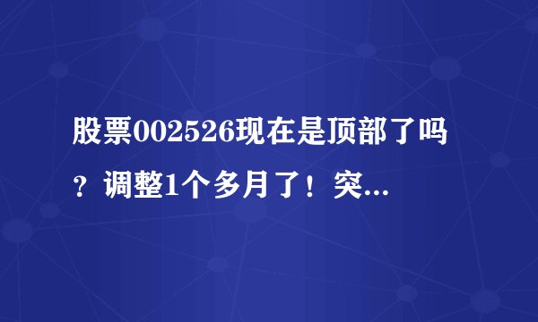 股票002526现在是顶部了吗？调整1个多月了！突破不了前高！·