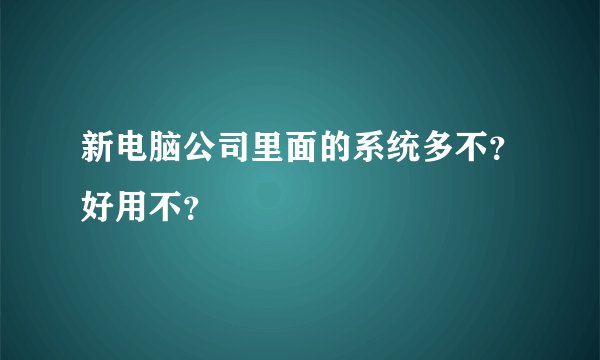 新电脑公司里面的系统多不？好用不？