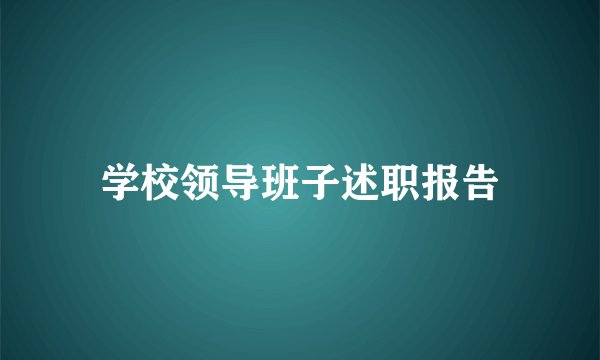 学校领导班子述职报告