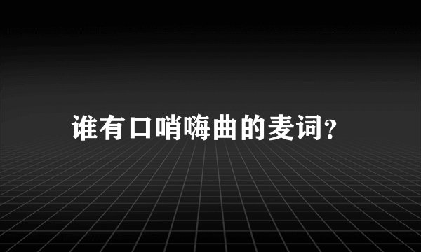 谁有口哨嗨曲的麦词？