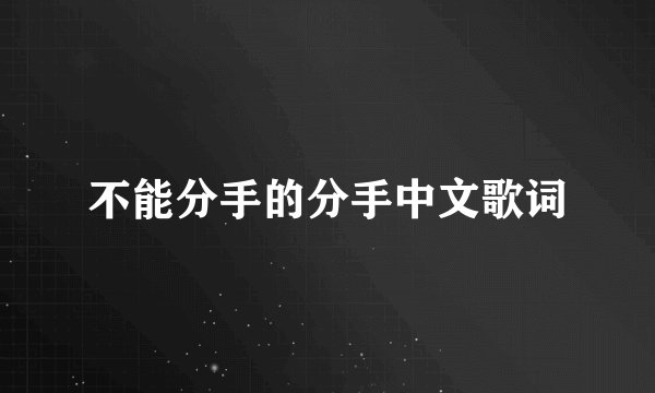 不能分手的分手中文歌词