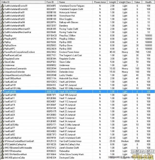辐射新维加斯全控制台代码解析 辐射新维加斯作弊码