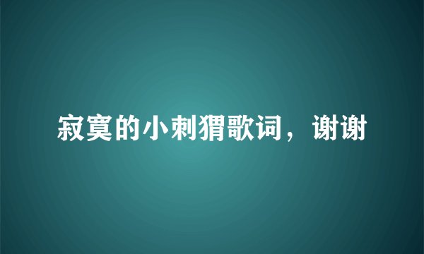 寂寞的小刺猬歌词，谢谢