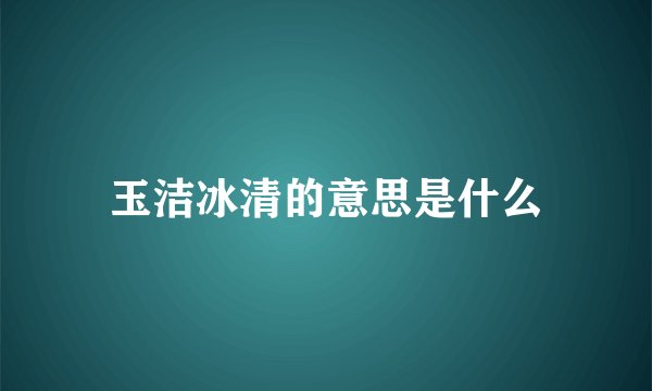 玉洁冰清的意思是什么