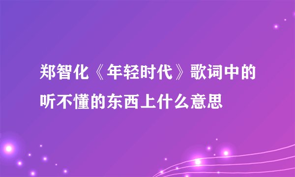 郑智化《年轻时代》歌词中的听不懂的东西上什么意思