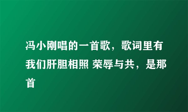 冯小刚唱的一首歌，歌词里有我们肝胆相照 荣辱与共，是那首
