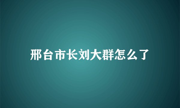 邢台市长刘大群怎么了