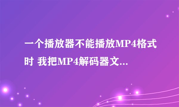 一个播放器不能播放MP4格式时 我把MP4解码器文件放在里面可不可以播放MP4格式?