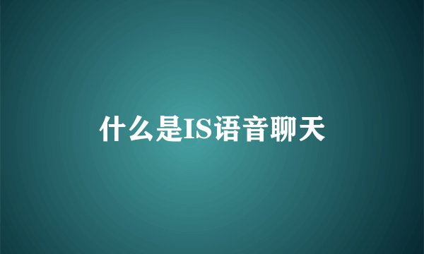 什么是IS语音聊天