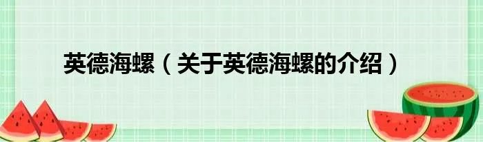 英德海螺（关于英德海螺的介绍）