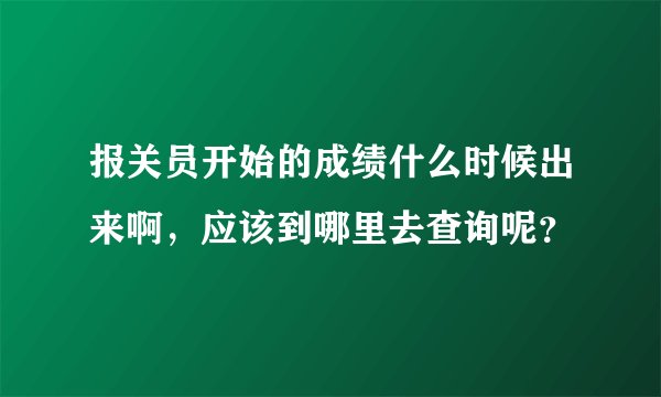 报关员开始的成绩什么时候出来啊，应该到哪里去查询呢？