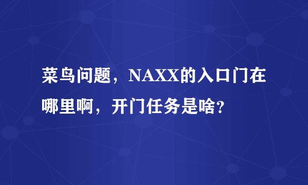 菜鸟问题，NAXX的入口门在哪里啊，开门任务是啥？